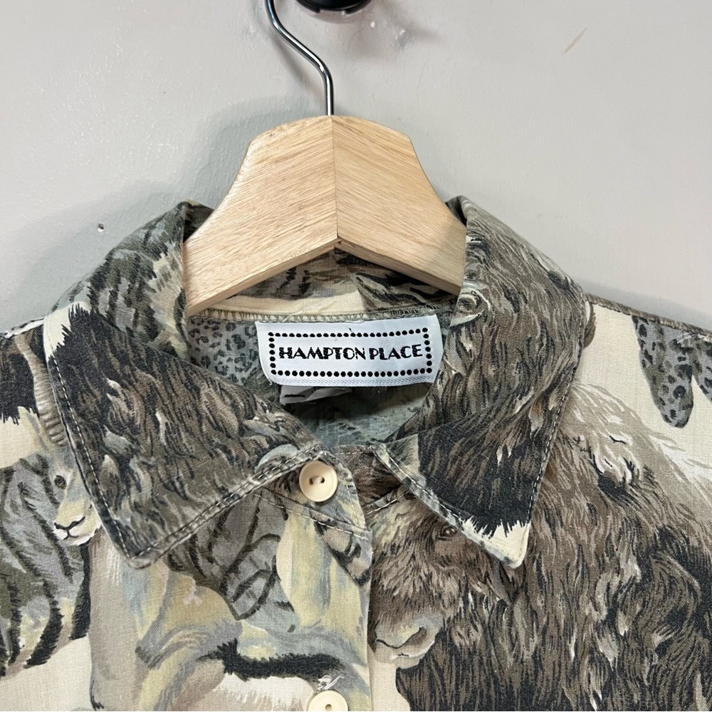 Womens Vintage Safari Button Up Shirt - Picture 4 of 5